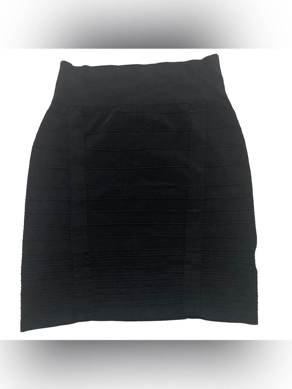 Black Ribbed Bandage Pencil Skirt by Rock & Republic